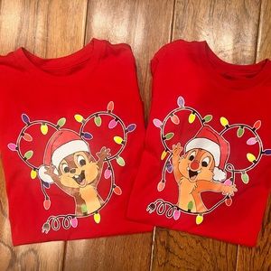 Kids Set of Chip ‘n Dale Christmas T Shirts (size 8 and 14/16)